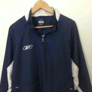 Reebok Men Athletic Pullover 1/4 Zip Blue Jacket